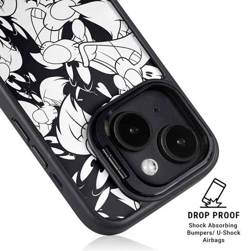 Looney Tunes Sylvester Super Sized Pattern iPhone 15 Kickstand Case